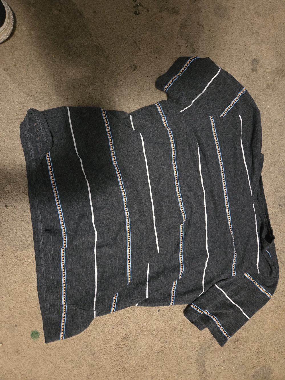 Blue N Gray Short Sleeve Stripe Knit Top